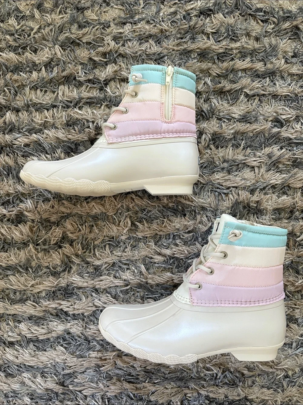 New Perry Saltwater Duck Boots Pastel Multi Youth 5M EUR 37 Fit US Women’s 6 UK4